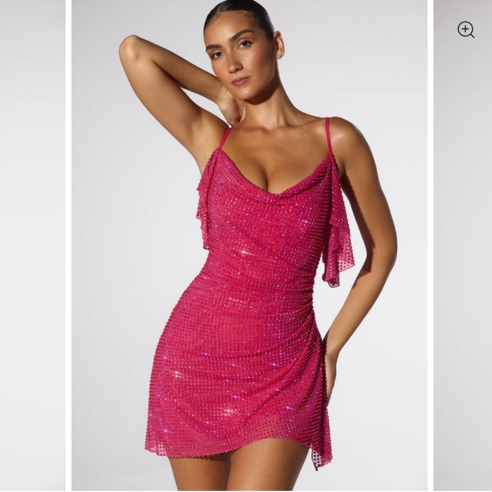 Oh Polly Fuchsia Embellished Sequin Mini Dress 2